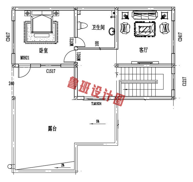 三层带小院建房别墅设计三层户型图