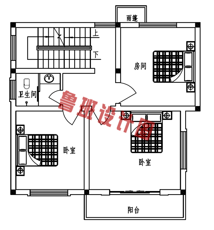 三层农村小户型别墅设计二层户型图