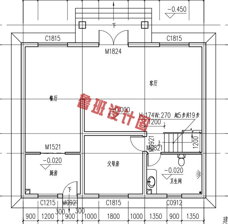 三层砖混结构别墅设计一层户型图