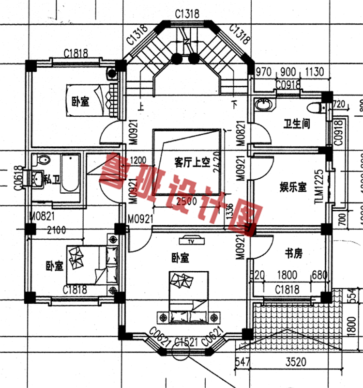 新农村三层住宅设计二层户型图