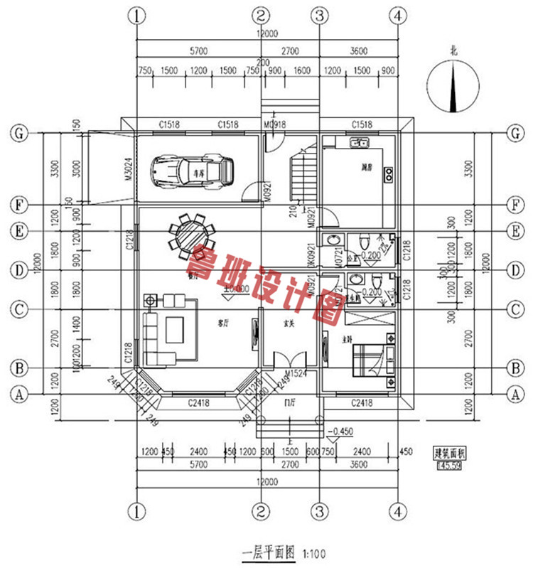 欧式三层别墅设计一层户型图