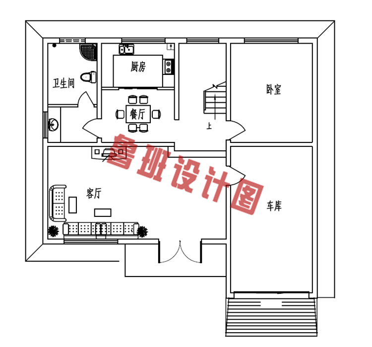 农村三层别墅设计一层户型图