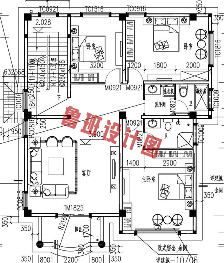 农村三层楼房设计二层户型图