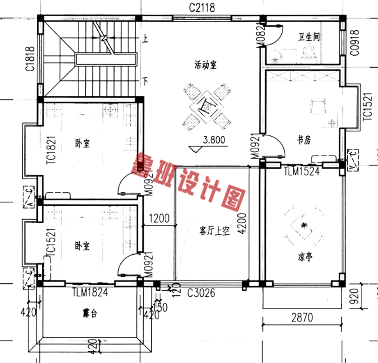 新农村三层楼房设计二层户型图