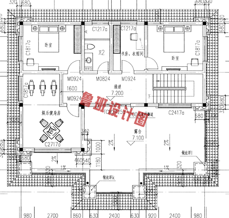 三层别墅楼房设计三层户型图