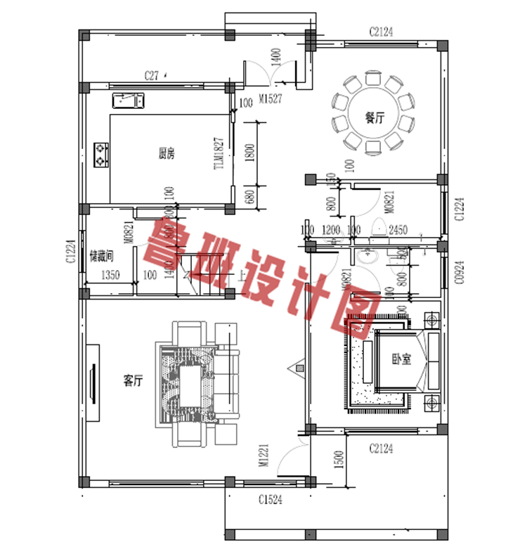 农村三层别墅一层户型图