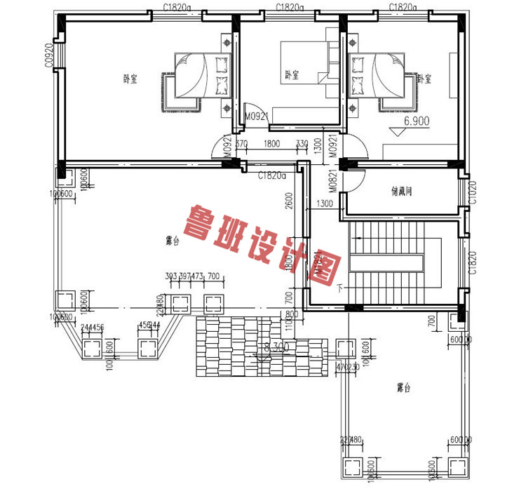 现代田园三层别墅自建房设三层户型图