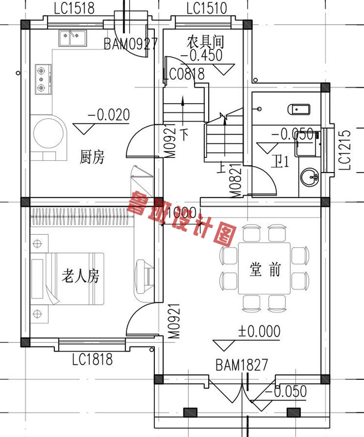 三层农村别墅设计一层户型图