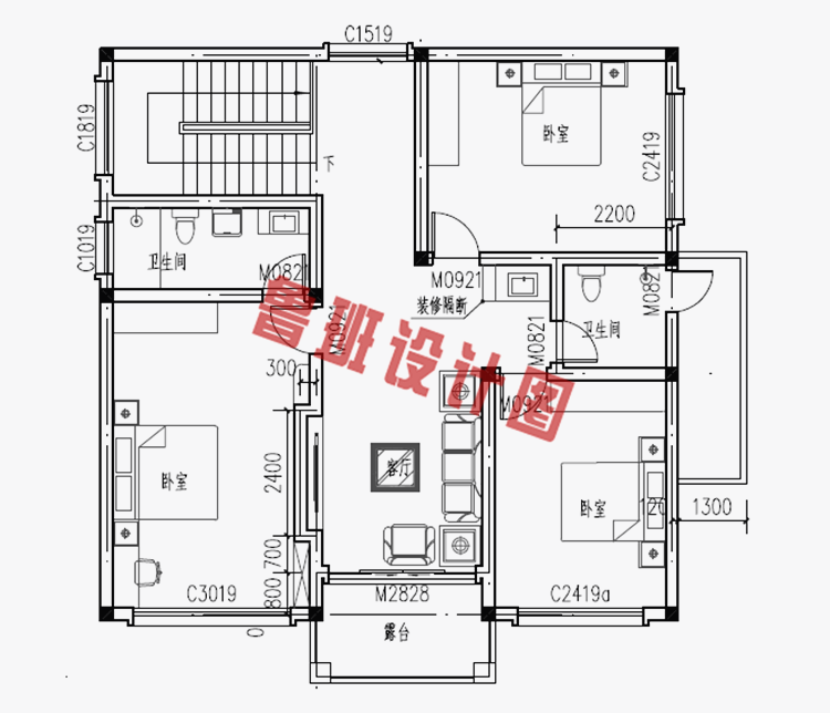 实用型农村120平米二层楼房设计图