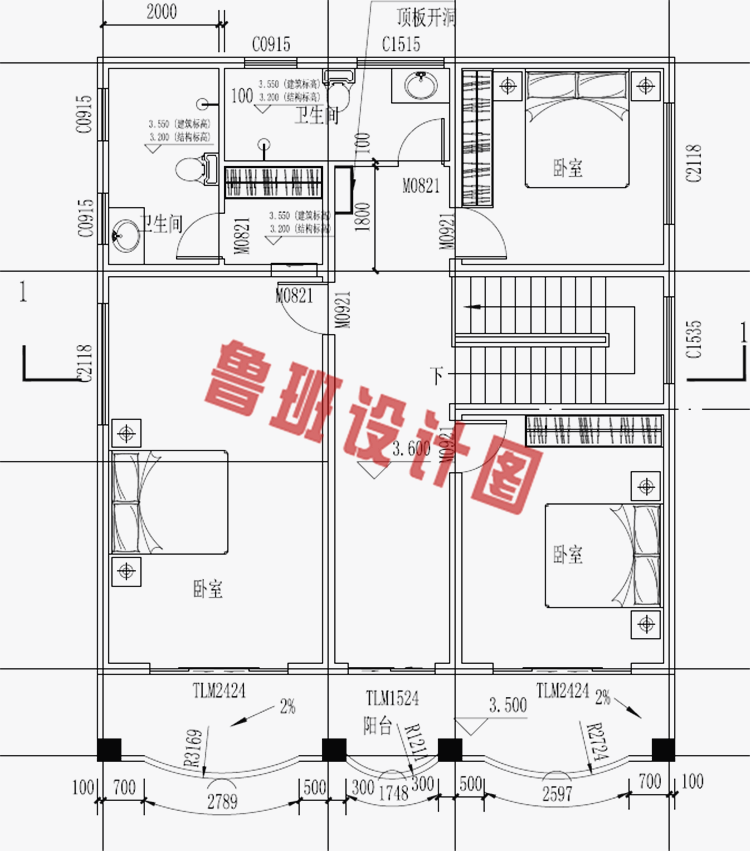 农村二层楼建房造型图及全套施工图纸