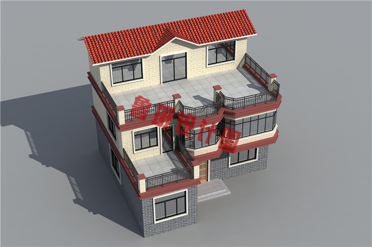 简单实用三层别墅房屋设计外观图