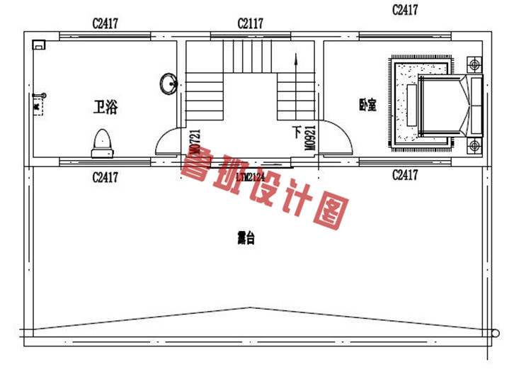 简单实用三层别墅房屋设计三层户型图