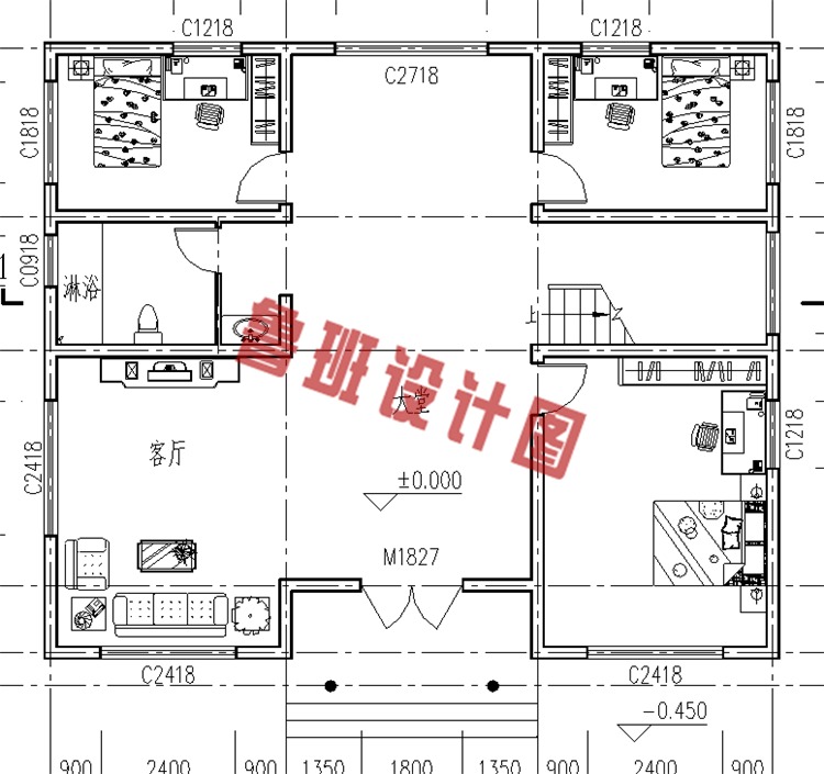 农村三层住宅设计一层户型图