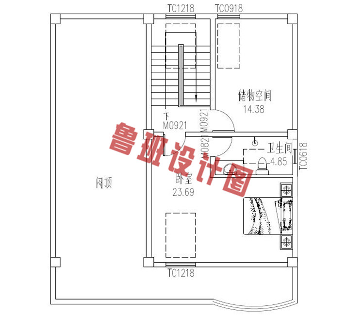 100平米三层农村别墅设闷顶户型计图