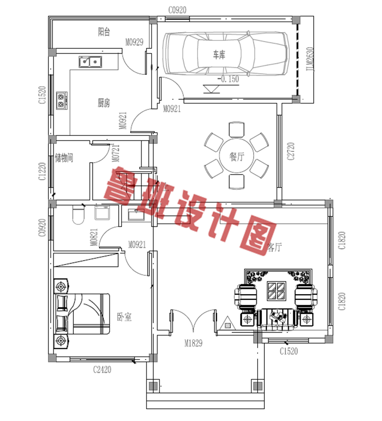 三层别墅设计一层户型图