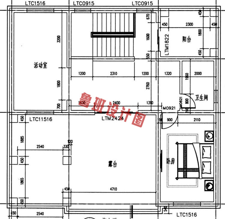 漂亮实用三层别墅自建房设计三层户型图