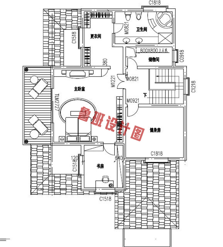 三层带车库别墅房屋设计三层户型图