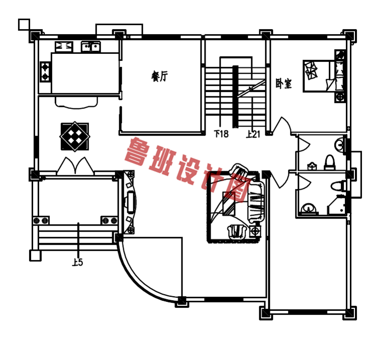 三层豪华别墅设计一层户型图