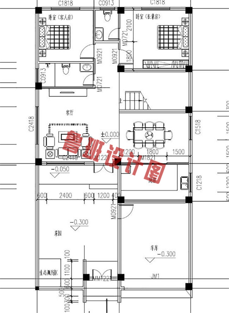 徽派三层住宅设计一层户型图