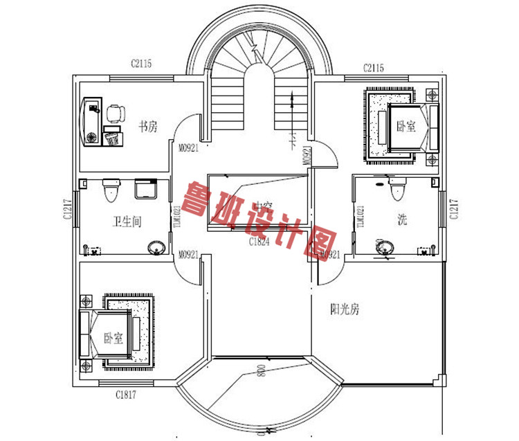 三层别墅自建楼房设计三层户型图