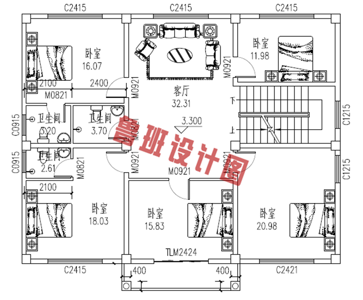 三层新农村房屋设计二层户型图