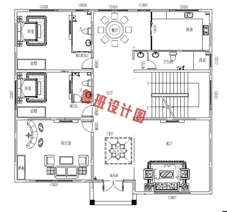 精致美观三层自建房屋设计一层户型图