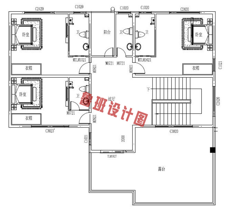 精致美观三层自建房屋设计三层户型图