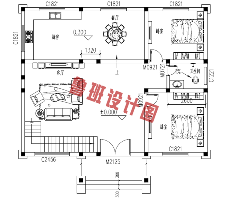 三层复式住宅设计一层户型图