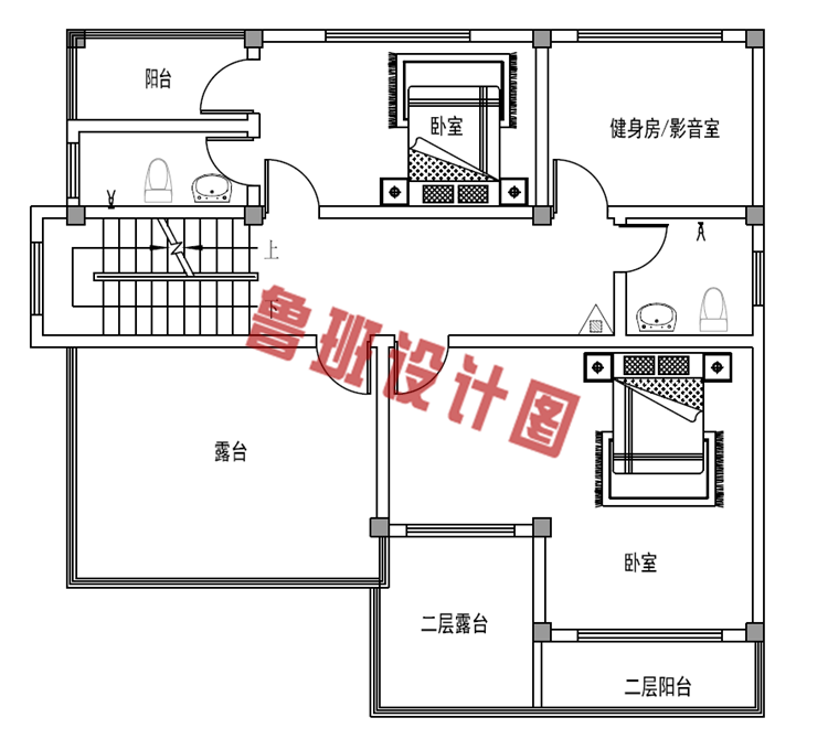 新中式三层楼房设计三层户型图