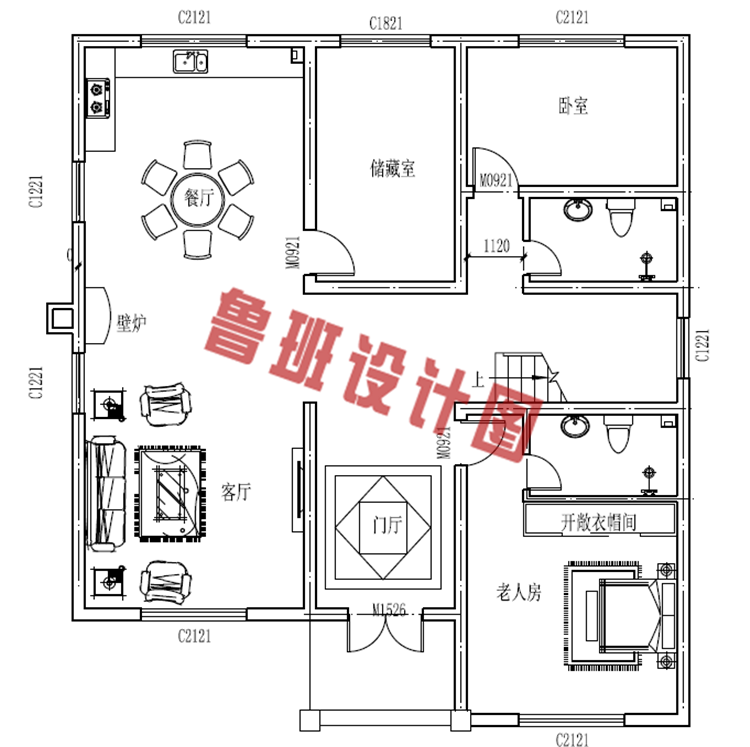 平顶新农村三层住宅设计一层户型图