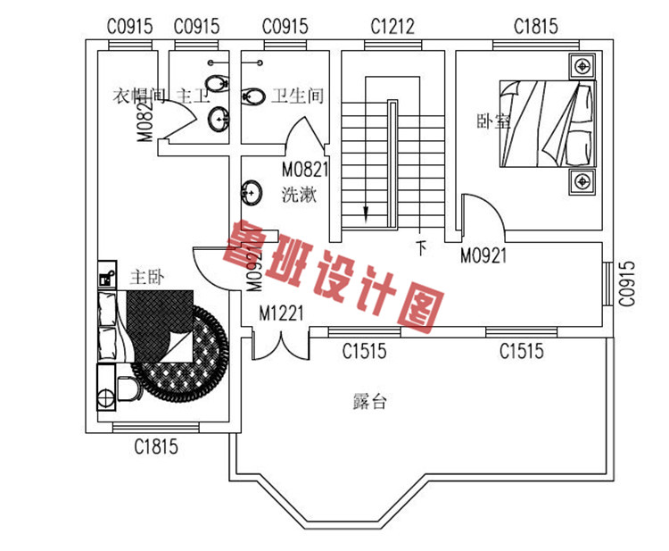 简约大气三层别墅房屋设计三层户型图