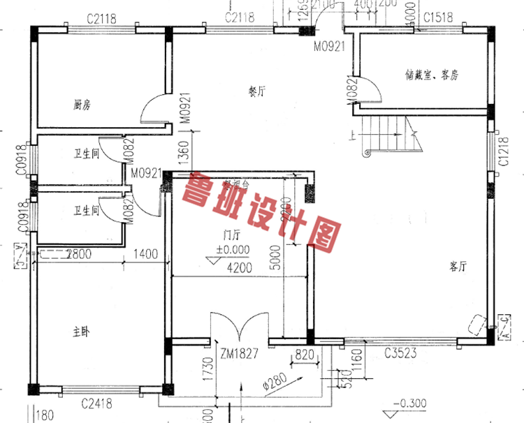 三层楼房设计一层户型图