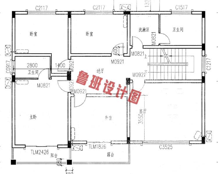 三层楼房设计二层户型图