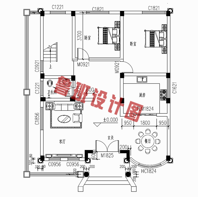 120平面三层乡村楼房设计图