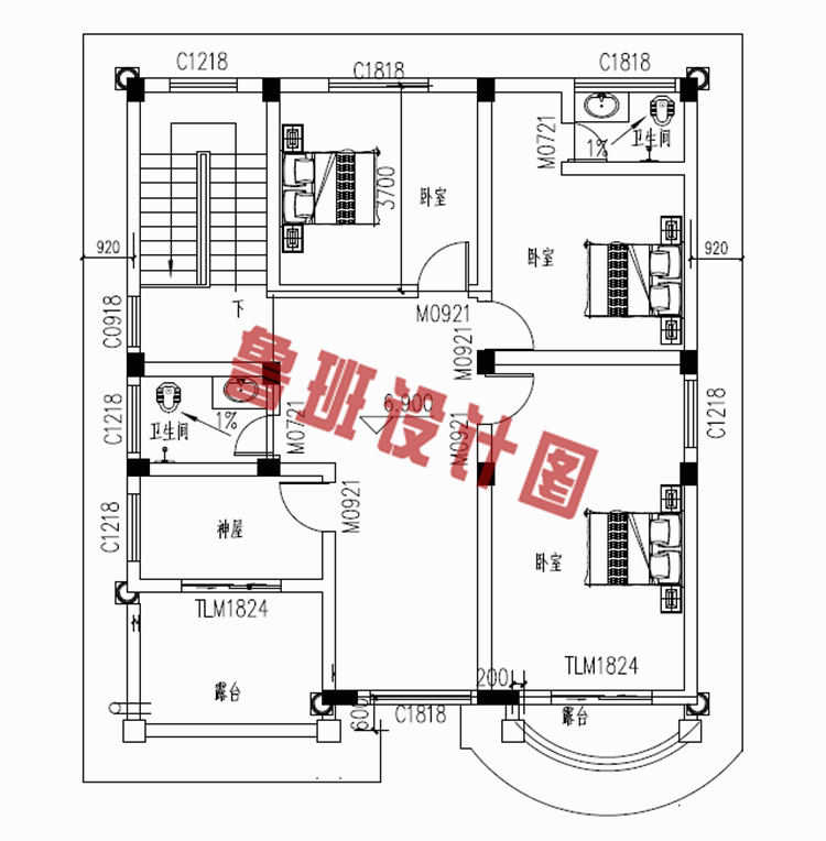 120平面三层乡村楼房设计图