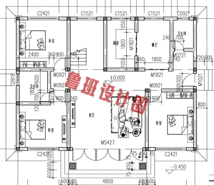 三层别墅房屋设计一层户型图