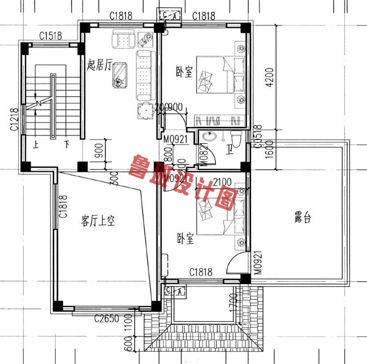 新农村三层房屋设计二层户型图