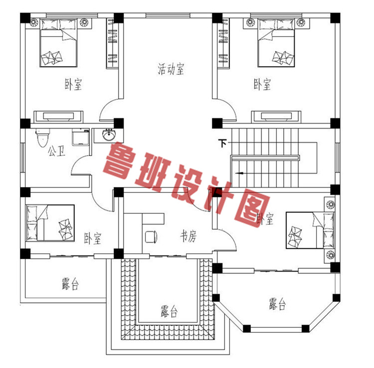 新农村三层别墅设计三层户型图