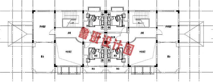 145平复式三层双拼小洋楼设计三层户型图