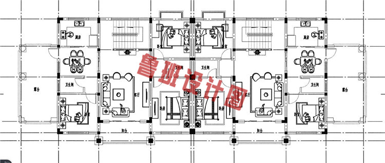 145平复式三层双拼小洋楼设计二层户型图