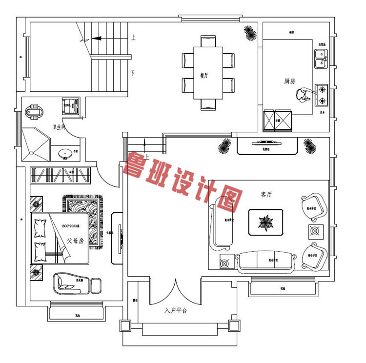 三层高档别墅设计一层户型图