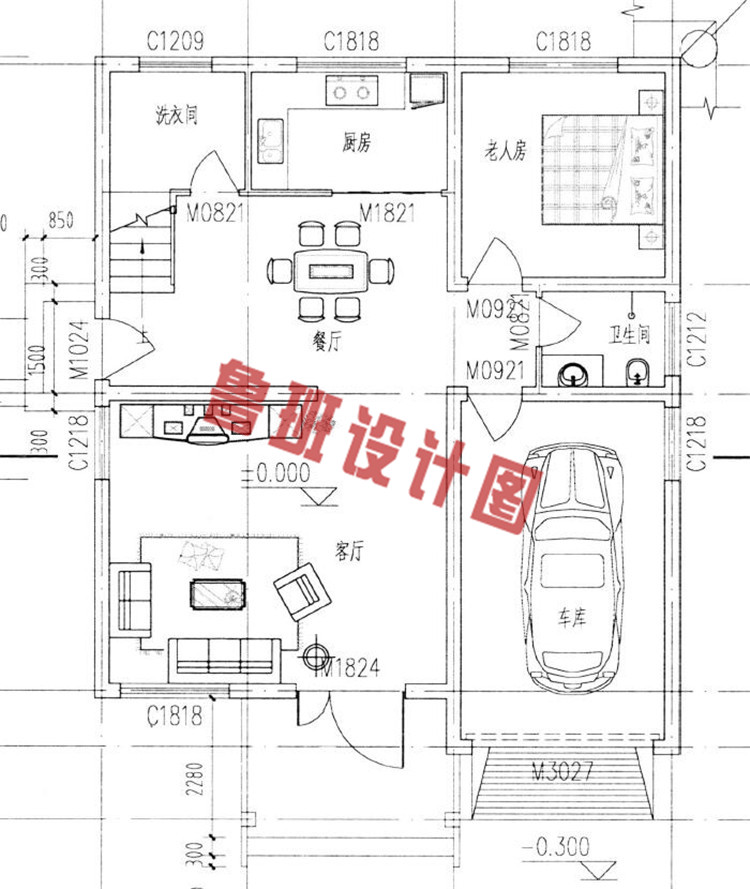 新农村三层别墅设计一层户型图