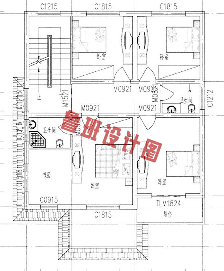 新农村三层别墅设计二层户型图