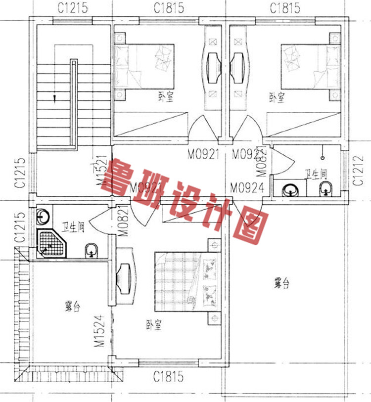 新农村三层别墅设计三层户型图