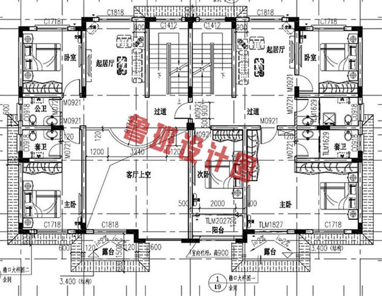 热销款兄弟三层双拼设计二层户型图