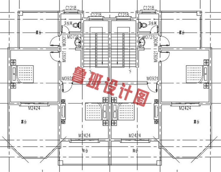 230平（单户115平）三层双拼自建房三层户型图