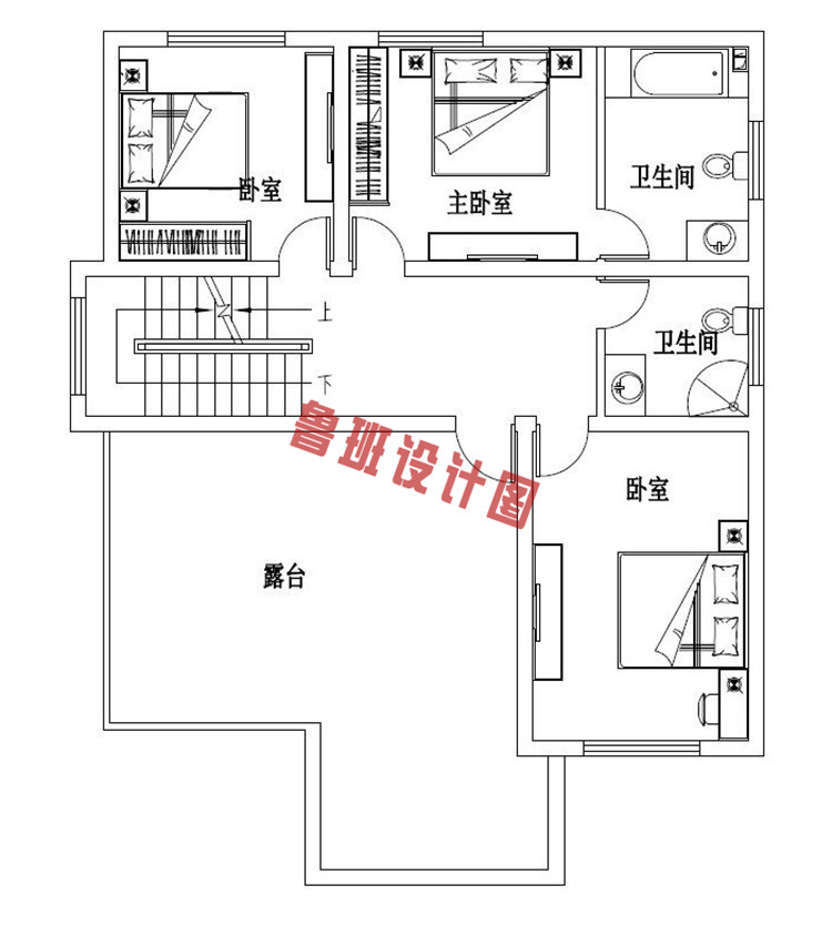 10x13米三层自建房屋设计三层户型图