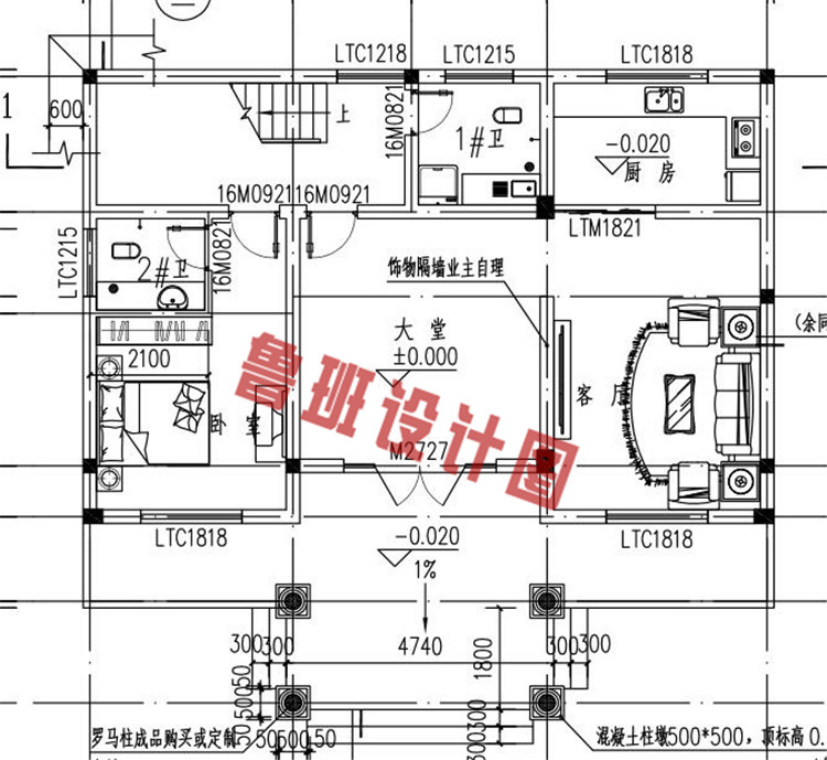 三层别墅设计一层户型图