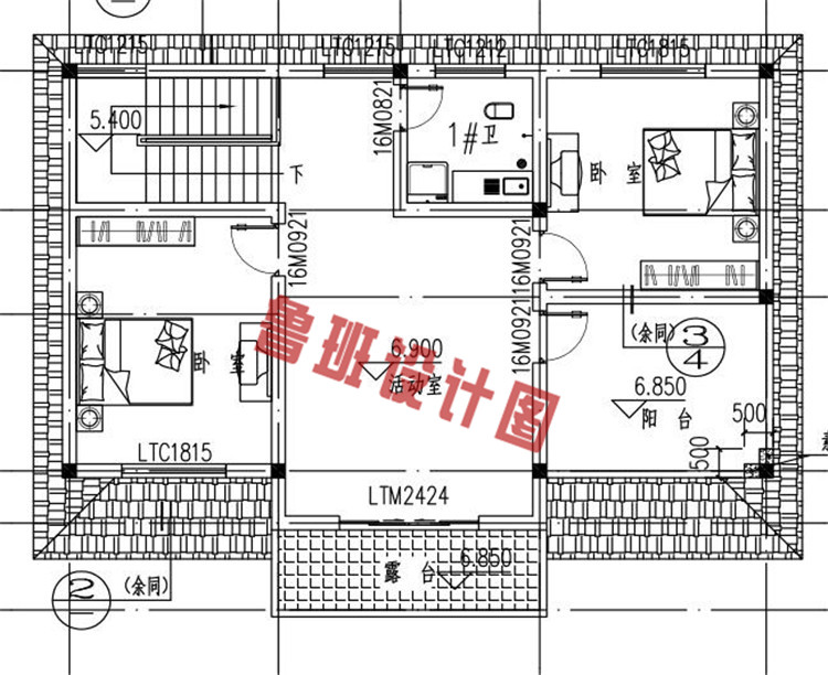 三层别墅设计三层户型图