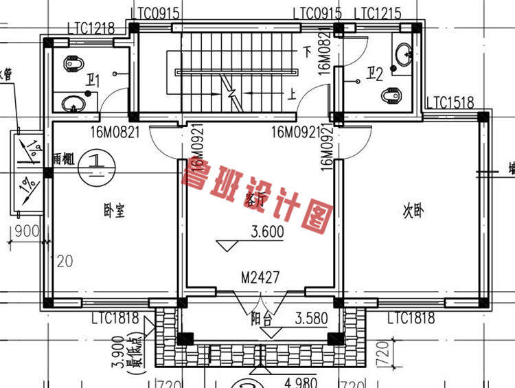 新农村三层别墅住宅设计二层户型图